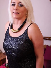 Naughty blonde housewife playing with herself